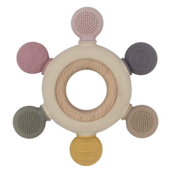 Playground Silicone Multi Surface Teething Wheel Rose | Interactive Toys | Baby Bunting AU