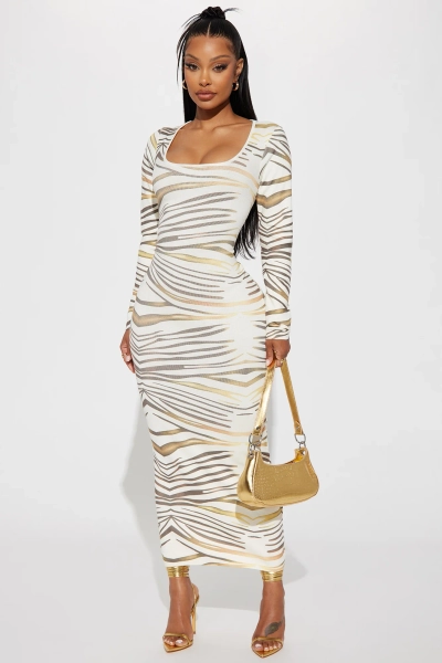 Zara Sweater Maxi Dress - Cream/combo | Fashion Nova