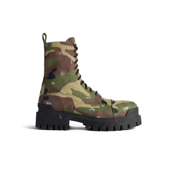 Men's Strike 20mm Boot Camo Print in Dark Green| Balenciaga® US