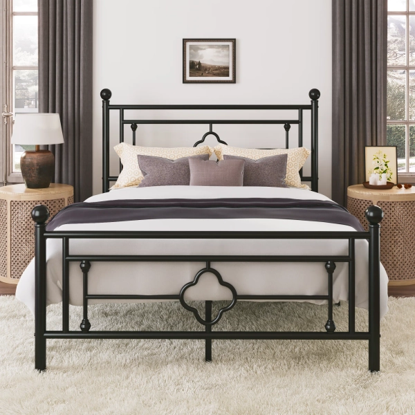 Lark Manor™ Ajayceon Metal Platform Bed Frame With Vintage-Style Headboard And Footboard & Reviews | Wayfair