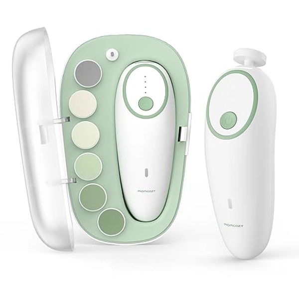 Momcozy Baby Nail File Electric, Gentle Baby Nail Trimmer Electric Rechargable, Baby Nail Clipper Electric, 7 Grinding Head Replacement Pads