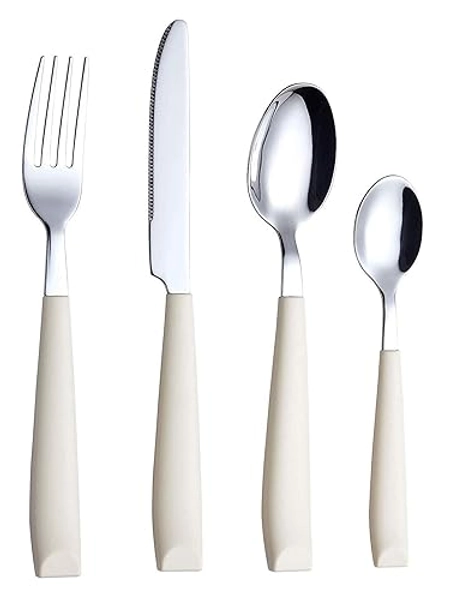 Annova 16PCS Flatware Set WF232- Stainless Steel Silverware/Cutlery Set With Colored Handles Comfortable to Hold - 4 x Dinner Forks, 4 x Table Knives, 4 x Tablespoons, 4 x Teaspoons - (Cream New) - Lilac