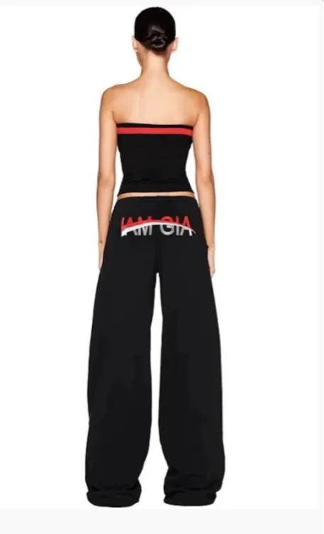 I am gia black and red joggers 