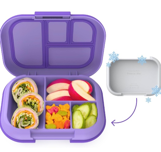 Bentgo® Kids Chill Lunch Box - Bento-Style Lunch Solution with 4 Compartments and Removable Ice Pack for Meals and Snacks On-the-Go - Leak-Proof, Dishwasher Safe, BPA-Free (Purple) - Purple
