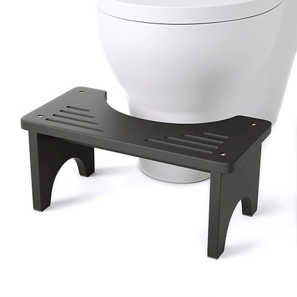 Uaniar Black Poop Stool Adult, Bamboo Toilet Stool, Wooden Toilet Stool Squat Adult, Squatting Pooping Stool for Adults, Potty Stool for Bathroom, Wood Toilet Foot Stool, Black - 1 Pack - Black