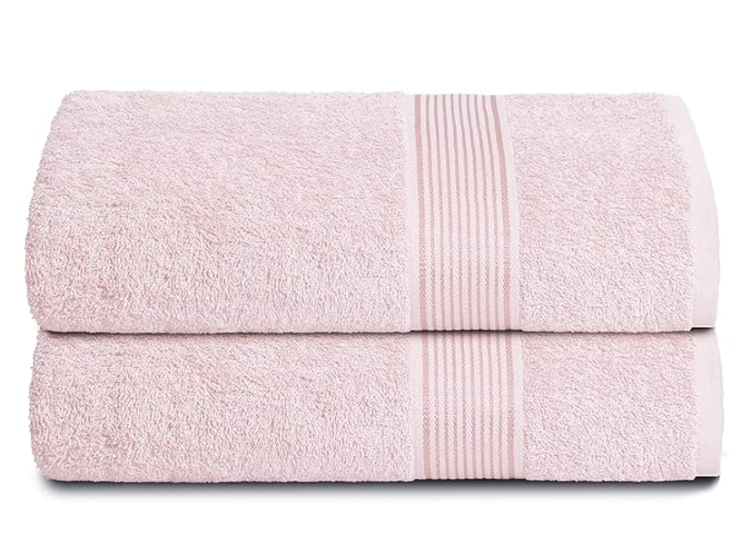 GLAMBURG Baumwolle 2er-Pack übergroße Badetücher 100 x 150 cm, große Badetücher, Ultra saugfähig, kompakt, schnell trocknendes und leichtes Handtuch - Rosa