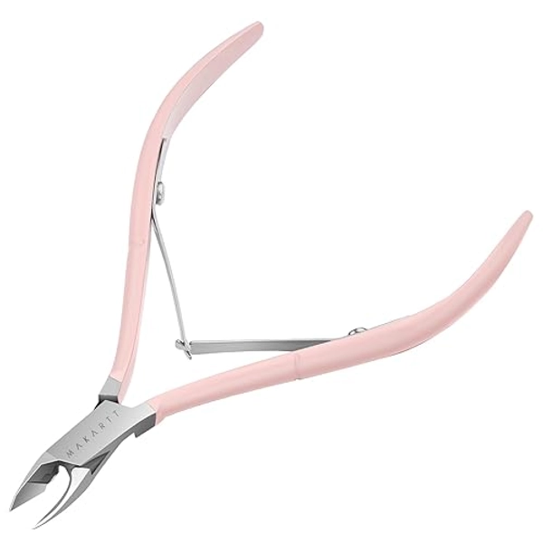 Makartt Cuticle Nippers, Pink Cuticle Trimmer Extremely Sharp Full Jaw Cuticle Cutter Nail Care for Manicure Home Salon Use (Pack of 1) - Pink Cuticle Tools-1pcs