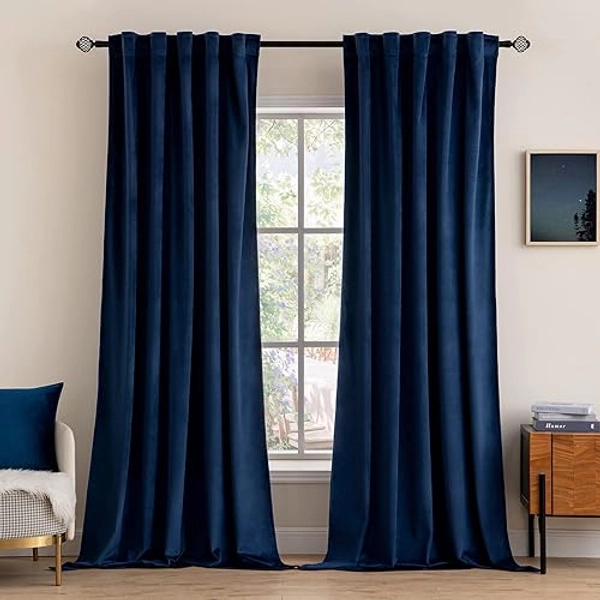 MIULEE Velvet Curtains 96 inches 2 Panels - Luxury Blackout Curtains for Bedroom Living Room Thermal Insulated Super Soft Window Drapes Rod Pocket & Back Tab, Royal Blue, W52 x L96 inches - 52"W x 96"L (Pack of 2) - Royal Blue