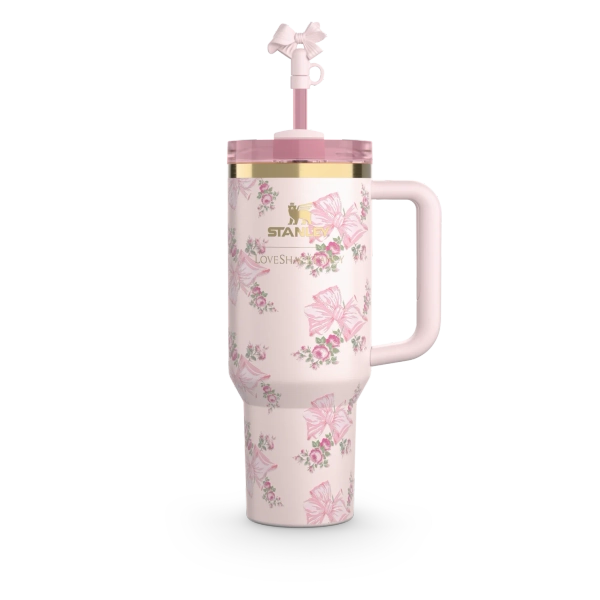 The Stanley X LoveShackFancy Holiday Quencher | 40 OZ | Rosa Beaux Pink