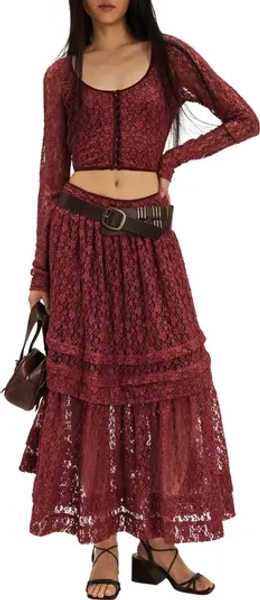 Free People Arcana Lace Crop Top & Maxi Skirt Set | Nordstrom