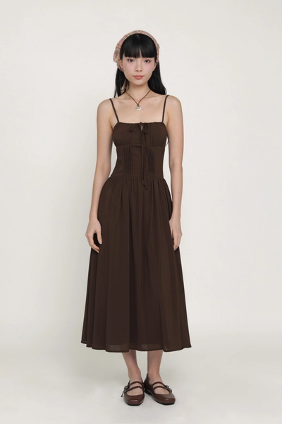 Adelaide Bustier Corset Midi Dress (Mocha)
