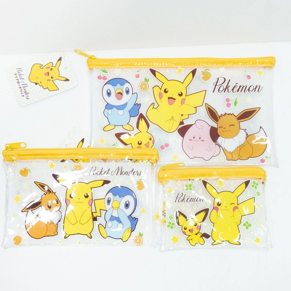 Pokemon Vinyl Makeup bag Mini Bag Pikachu Set of 3