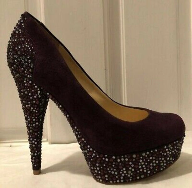 Enzo Angiolini Beccalynn Deep Purple Suede Platform Pumps w Crystals Size 8  | eBay