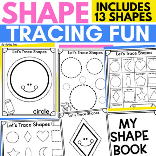 Shape Tracing Printables and Worksheets for Preschool and Kindergarten 2D Shapes
