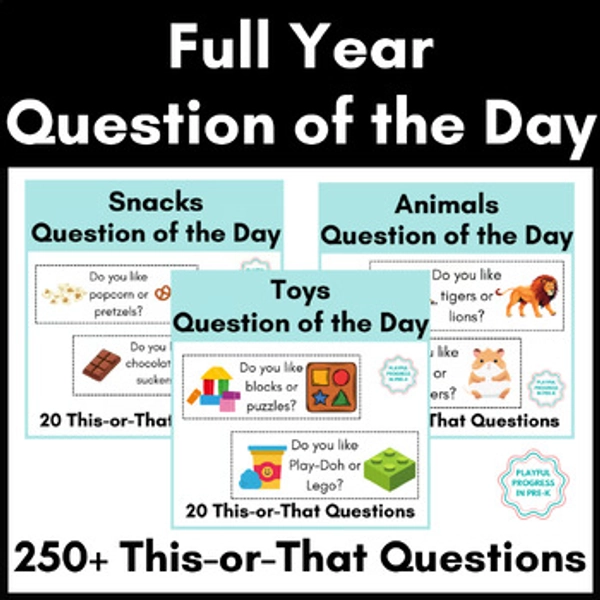 Question of the Day Cards Bundle Full Year Long - PreK-2nd Grade, ECSE