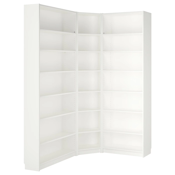 BILLY Bookcase corner comb w ext units - white 53 1/2/53 1/2x11x93 1/4 "