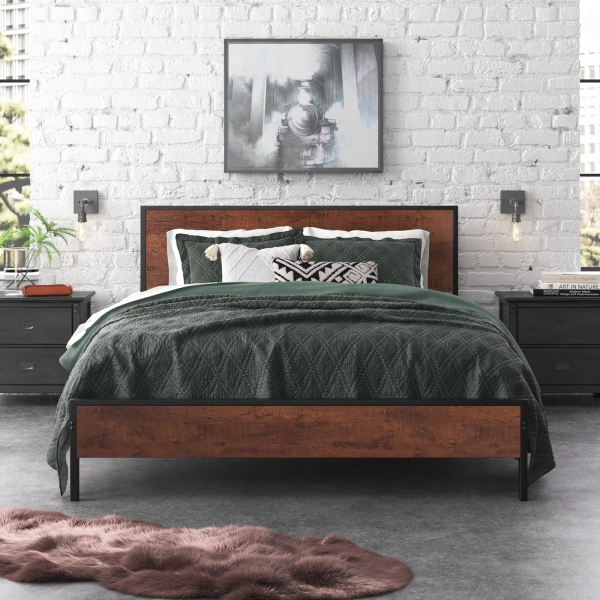 Steelside™ Millbrook Solid Wood board with Metal Frame Bed & Reviews | Wayfair