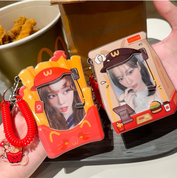 MINKYS Kawaii Hamburg 3 inch Kpop Photocard Holder Photo Card Holder Bag Pendant School Stationery - AliExpress 21