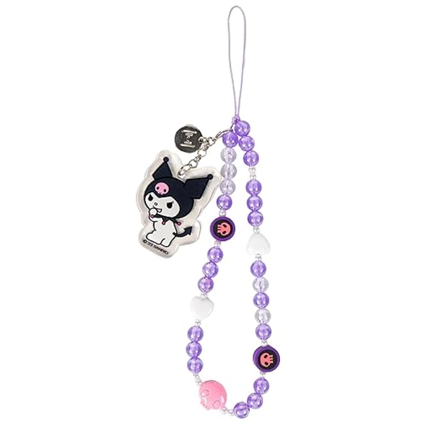 iFace Hello Kitty and Friends Beaded Wristlet Universal Phone Charm Strap - Cute Wrist Chain Lanyard Aesthetic Decor Strap for Cell Phone Camera Keys AirPods Keychains - Kuromi