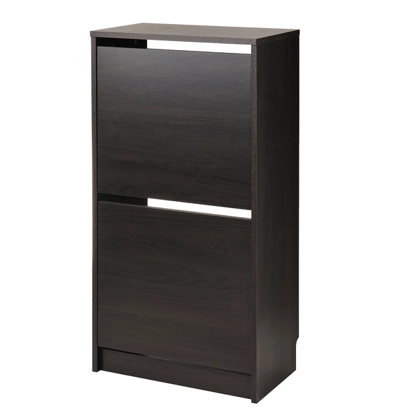 BISSA shoe cabinet with 2 compartments, black-brown, 49x28x93 cm (191/4x11x365/8") - IKEA CA
