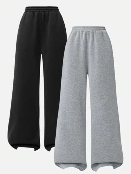 SHEIN Girlism Teen Girls Casual Street Style Essential Basic All-Match Casual Baggy Sweatpants In Heather Grey,Suitable For Autumn, Winter And Back To School Season