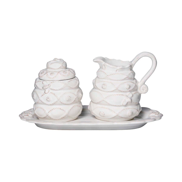 Jardins du Monde Creamer and Sugar Set/3pc - Whitewash | Default Title