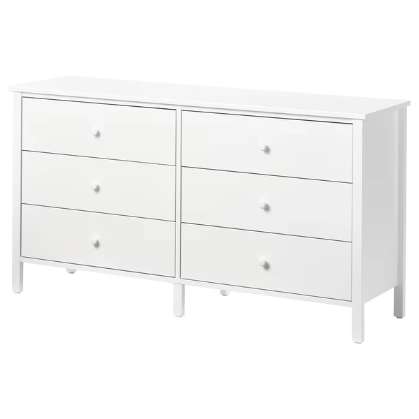 KILBERGET 6-drawer chest - white/anchor/unlock function 56 3/4x30 3/4 "