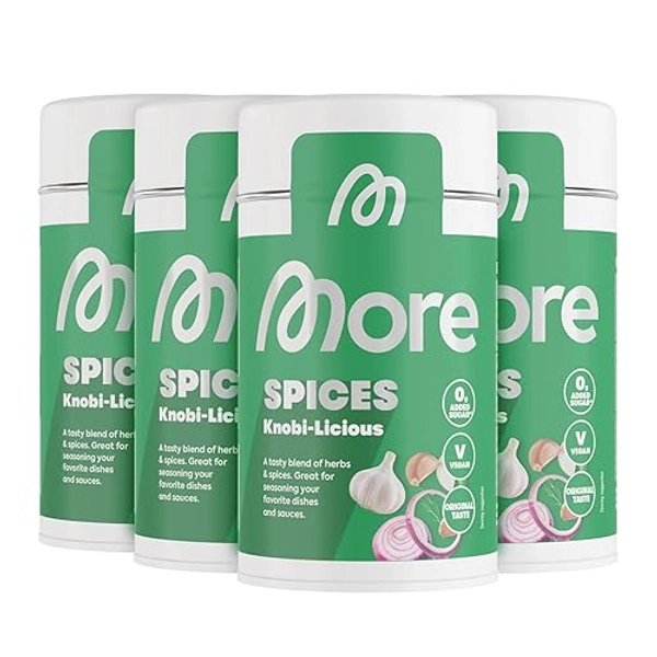 MORE NUTRITION, Not Spices, Knobilicious, 4 x 130 g, Würzende Mischung mit Kräutern, Knoblauch und Salz - 4 x Knoblauch-Kräuter