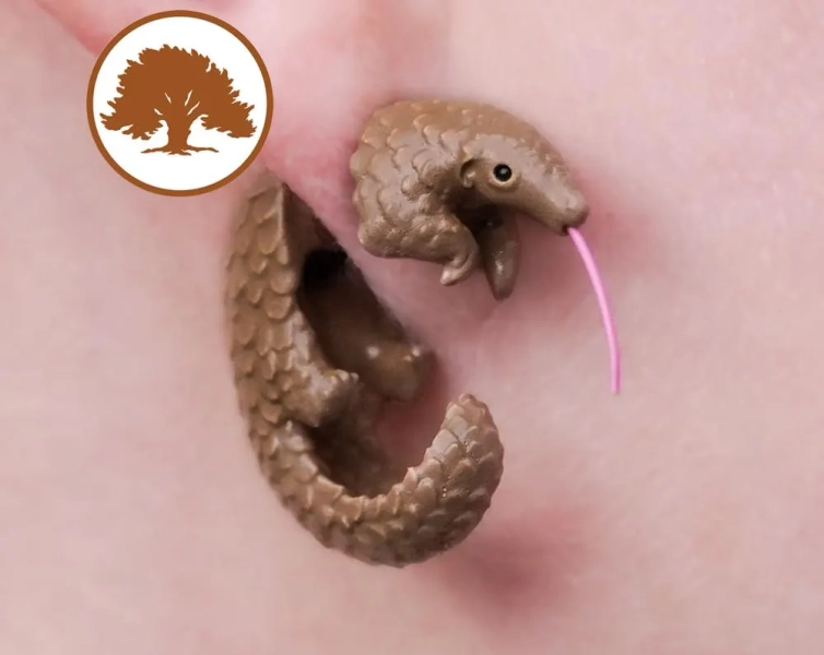 Hand Painted Pangolin Earrings | 3D Printed