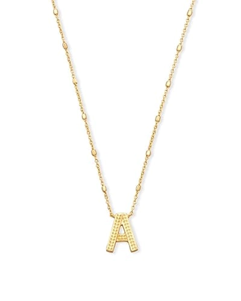 Kendra Scott Letters A-Z Pendant Necklace for Women, Fashion Jewelry, 14k Gold-Plated Brass - Letter A