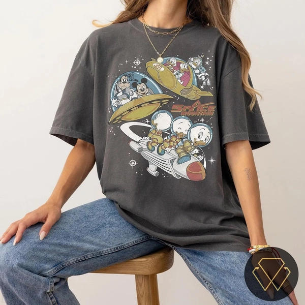 Vintage Mickey And Friends Space Mountain Comfort Colors Shirt, Disney Space Exploration Shirt, Disneyland Trip Family Sweatshirt