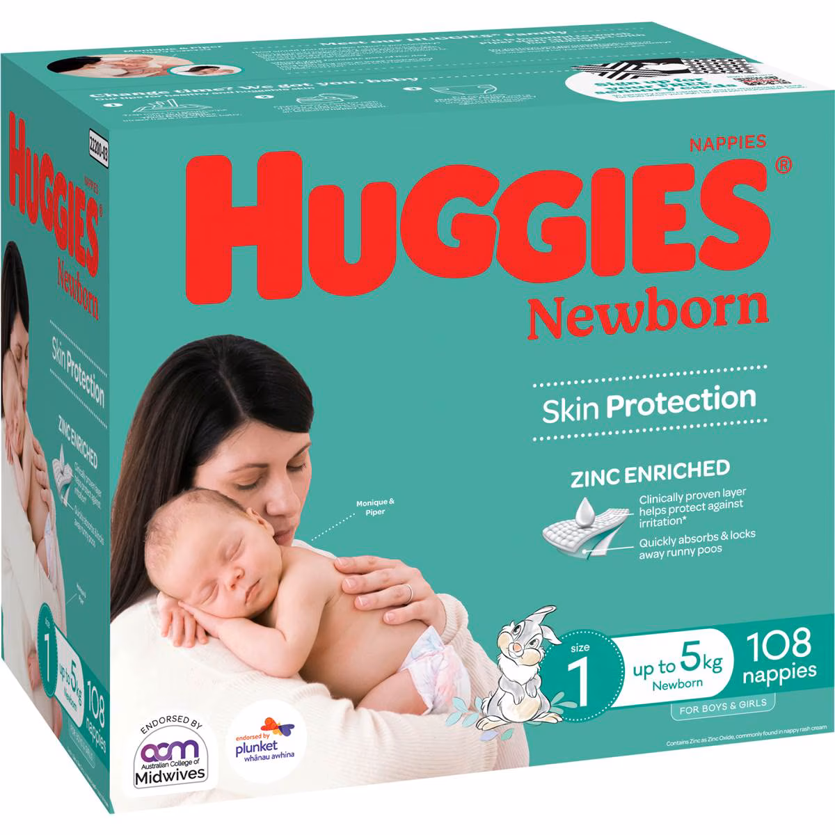 Huggies Newborn Nappies Size 1 (up to 5kg) 108 Pack