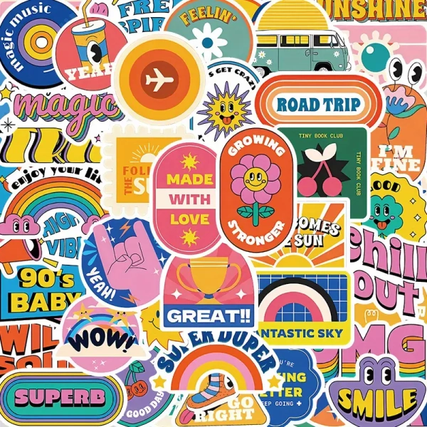 50pcs autocollants graffiti rétro vinyle étanche - Temu France