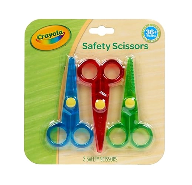 Crayola Toddler Safety Scissors (3 Pack), Blunt Tip Training Scissors for Preschool, Kids Art Supplies, Right & Left Handed, 3 Styles - 3ct