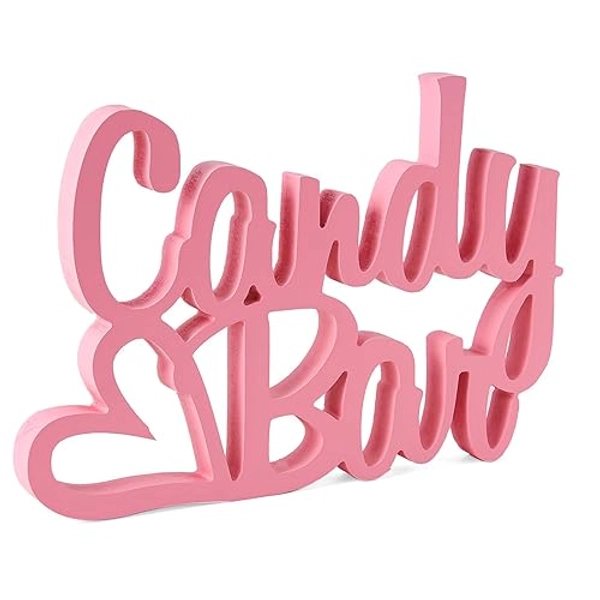 HOECMRHP Candy Bar Deko, Dekoschriftzug Candybar Tisch Ornament für Hochzeiten, Geburtstage und sonstige Events - Rosa - Rosa