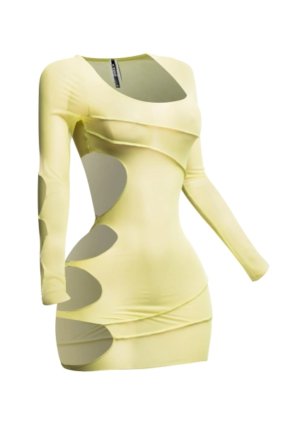 Mesh sheer dress | CHARTREUSE / S