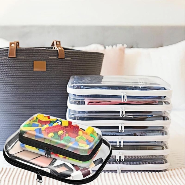 Clear Storage Box Set, 1 Set Large Capacity Zipper Storage Box, - TikTok Shop