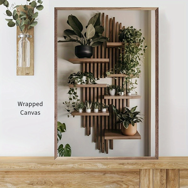 Room Decoration Wrapped Canvas Painting, Display Potted Plants, Perfect for Wall Decoration in Living Room, Dining Room, Office, Bar and Patio, 2D, Perfect for Room Decor