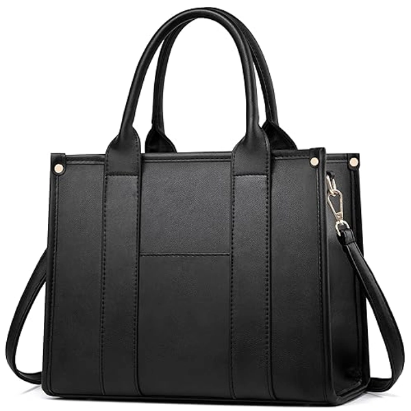 COCIFER The Tote Bag Crossbody Purses for Women Shoulder Bag Handbags PU Leather Top Handle Bags with zipper - Black