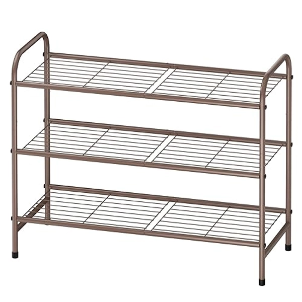 Kitsure Shoe Rack - Stainless Steel Shoe Organizer, Sturdy Shoe Rack for Closet and Front Door Entrance, Free Standing Shoe Shelf, Closet Organizers and Storage, Brown - Brown