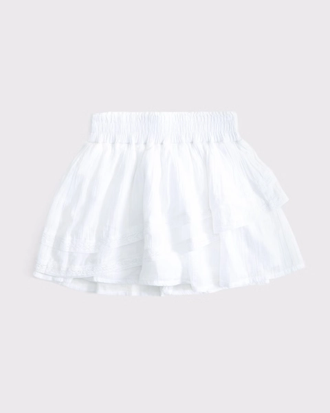lace-trim tiered mini skort