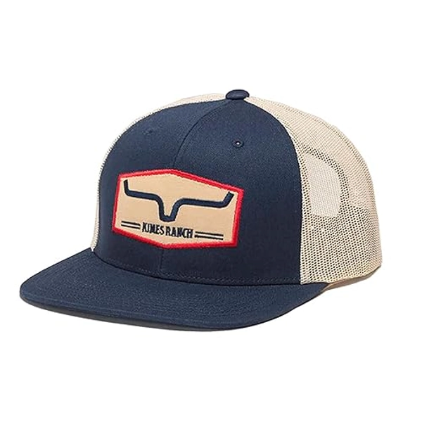 Kimes Ranch Unisex Replay Trucker Hat Embroidered Logo Hayseed Patch Adjustable Snapback One-Size Hat - Navy
