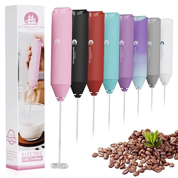 Powerful Milk Frother Handheld Foam Maker, Mini Whisk Drink Mixer for Coffee, Cappuccino, Latte, Matcha, Hot Chocolate, No Stand, Pink - No Stand - Pink