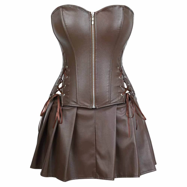 Palace Fashion Skirt Two-Piece Suit Corset - Coffee / 3XL (Bust 105-110 cm)