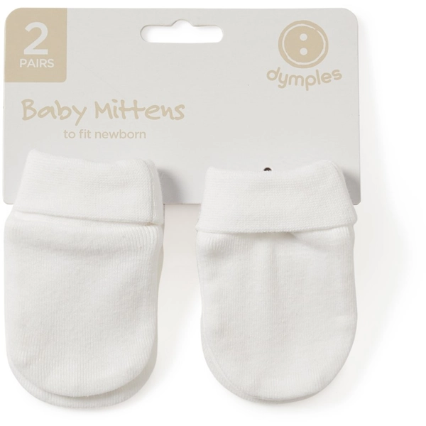 Dymples Baby Mittens 2 Pack - White - Size One Size