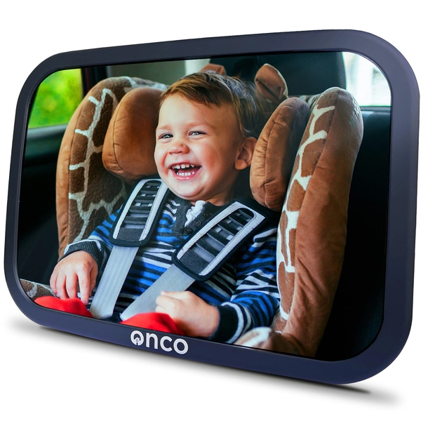 Onco Baby Car Mirror for Back Seat Rear Facing - Double Award-Winning Baby Mirror for Car Journeys, 100% Shatterproof Car Mirror Baby Rear Facing Seat, Shakeproof Car Accessories & Newborn Essentials