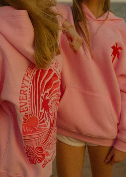 "Everything Comes in Waves" Hoodie in Pink | S