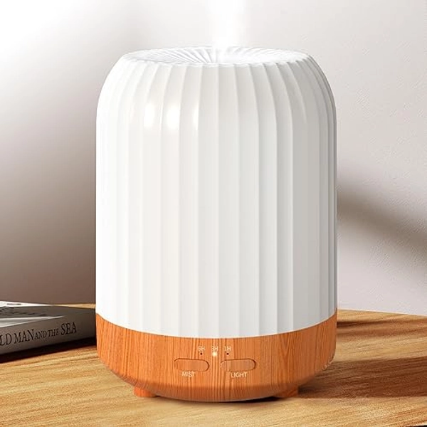 BDXXJ Essential Oil Diffuser for Bedroom, Quiet Humidifiers for Home, Ultrasonic 250ML Small Aromatherapy Diffuser, 7 LED Color Safety Auto-Off Timer, for Baby Bedroom, Hotel, Plant, Wood Pattern - Wood With Pattern