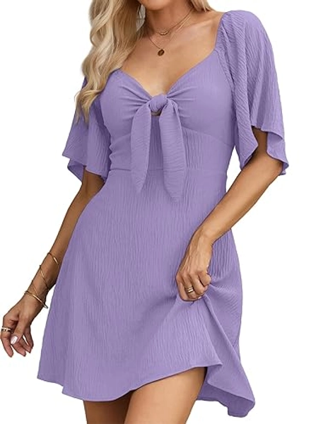 Any brand - V Neck Elegant Bow Mini Dress