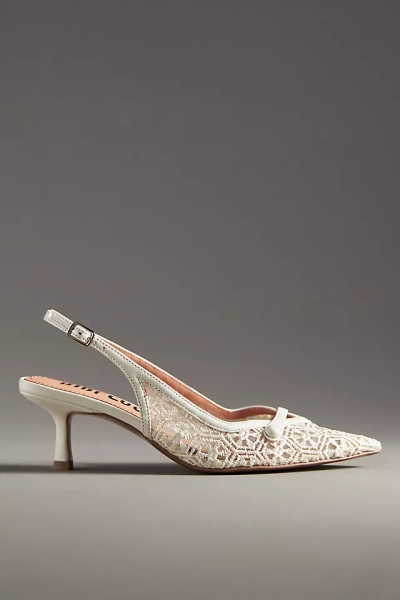 Bibi Lou Embroidered Mesh Slingback Kitten Heels